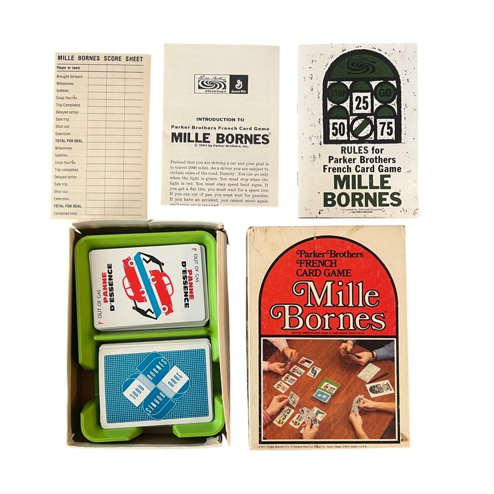 Vintage 1971 Mille Bornes Parker Brothers French Card Game Complete No 13